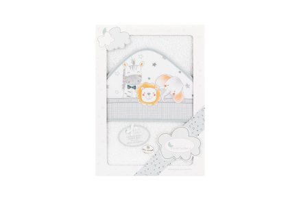 INTERBABY | OSUŠKA froté Safari - biela sivý lem