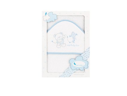 INTERBABY | OSUŠKA froté Medvedík s drakom - bielo/modrá