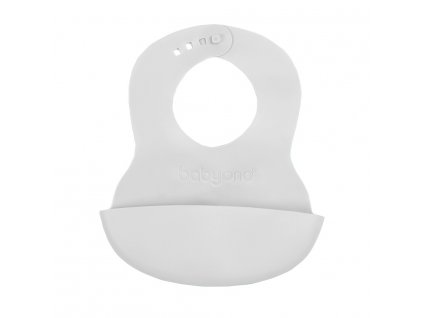 BABYONO Podbradník mäkký plastový s vreckom bez BPA grey 6m+