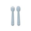 INTERBABY | SET silikonová LYŽIČKA + VIDLIČKA - modrý