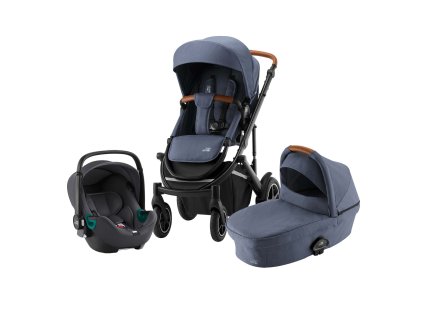 Set kočík Smile III + hlboká korba + autosedačka Baby Safe iSense, Indigo Blue