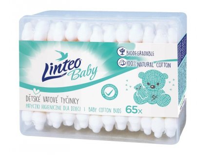 LINTEO BABY Papierove vatové tyčinky box (65 ks)