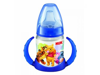 NUK Fľaštička na učenie DISNEY-Medvedík Pú s kontrolou teploty 150 ml modrá