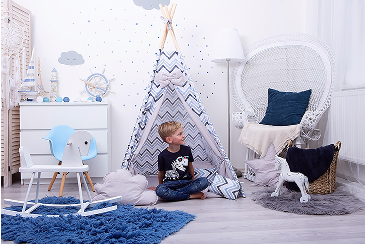 Dětské teepee Cikcak blue grey