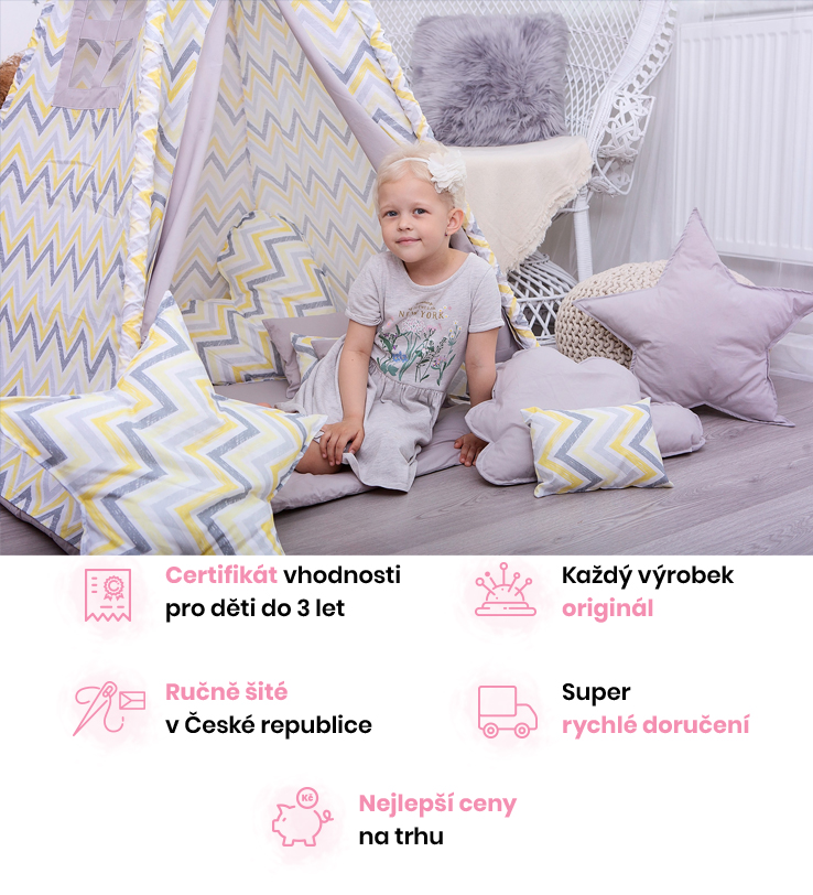 Dětské teepee Cikcak yellow grey
