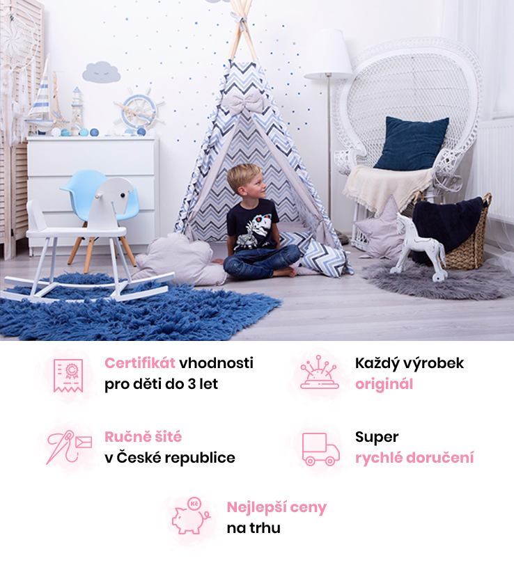 Dětské teepee Cikcak blue grey