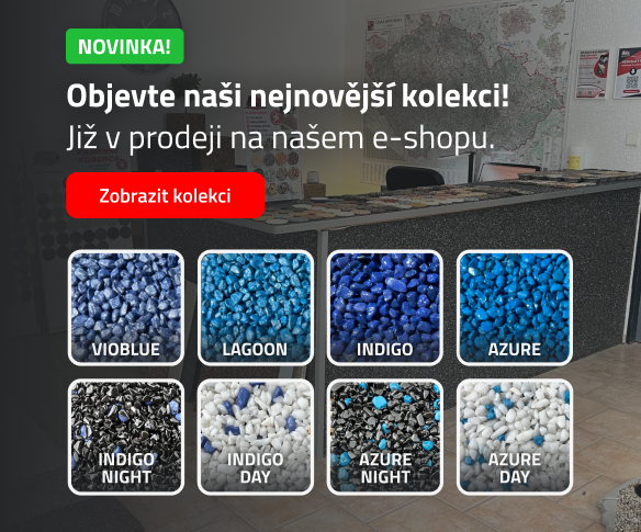 Kamenný koberec na podlahu i stěnu v modré barvě