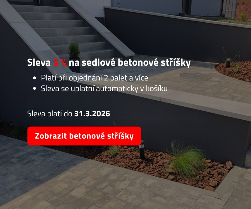 5 % sleva na betonové sedlové stříšky