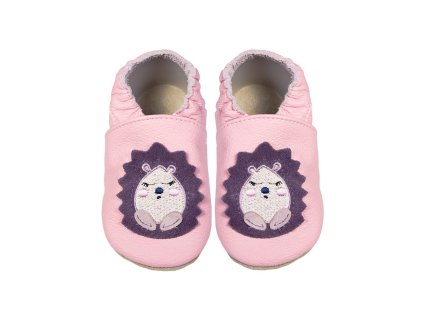 Capáčky baBice růžové s ježkem BA-218 SOFT SOLE (Velikost 16-17)