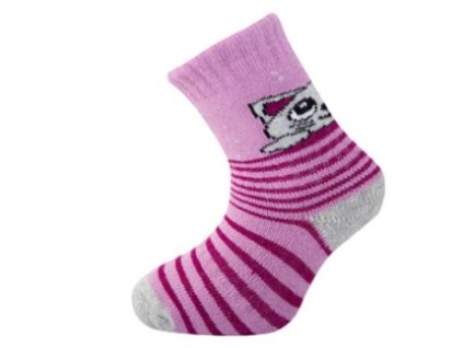 THERMO ponožky NOVIA 1526 kotě, fialová (Velikost 27-29)