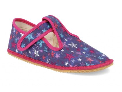 Dívčí barefoot bačkory Beda BF 060010/W Stars (širší typ)