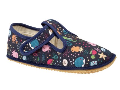Chlapecké barefoot bačkory Beda BF 060010/W Sea World (širší typ)