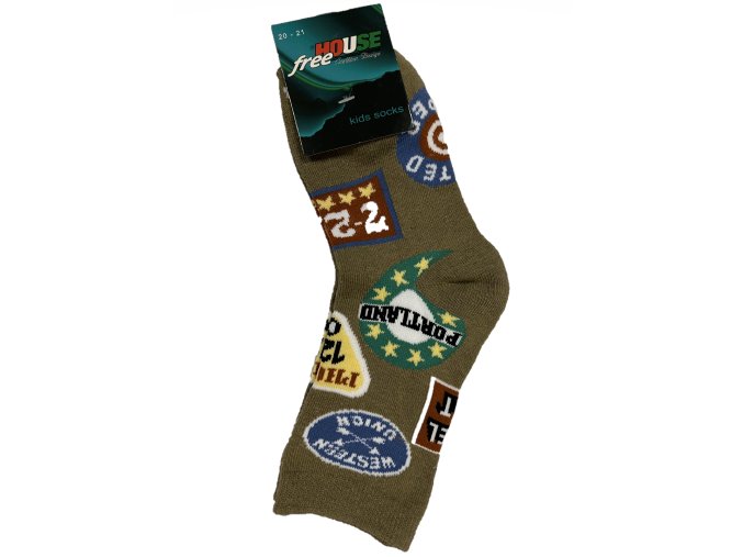 Dětské ponožky WESTERN - khaki (Velikost 24-26)