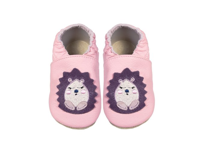 Capáčky baBice růžové s ježkem BA-218 SOFT SOLE (Velikost 16-17)