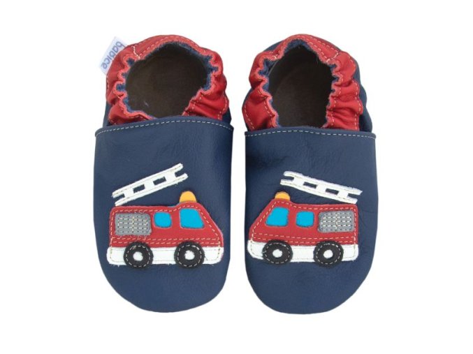 Capáčky baBice BA-044 fire truck navy - SOFT SOLE (Velikost 16-17)