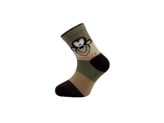 Dětské PONOŽKY Novia Monkey - khaki (Velikost 27-29)