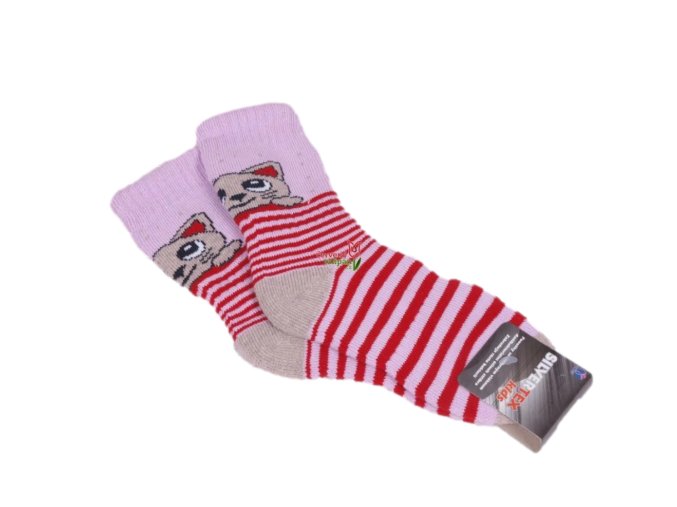THERMO ponožky NOVIA 1526 kotě, růžová (Velikost 27-29)