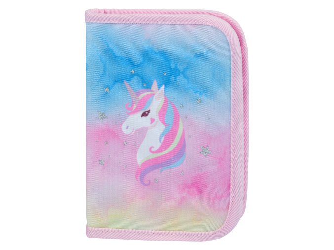 62161 62161 baagl skolni penal klasik dve chlopne rainbow unicorn