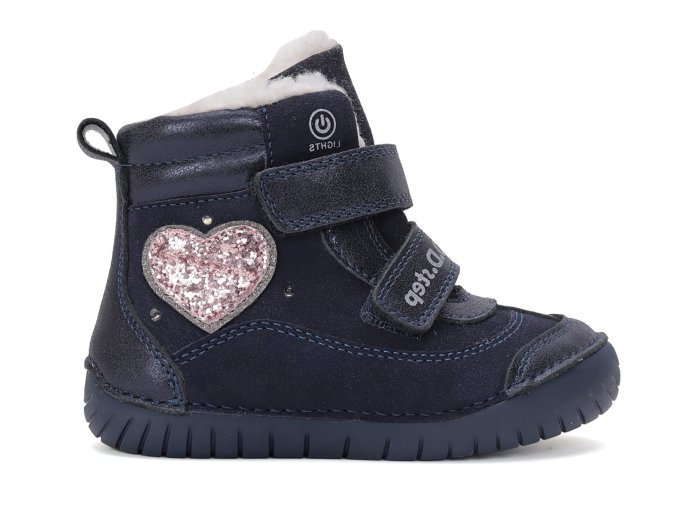 Dívčí zimní boty D.D.Step W050-42707E Royal Blue s LED světélky