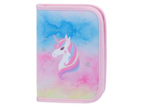 62161 62161 baagl skolni penal klasik dve chlopne rainbow unicorn