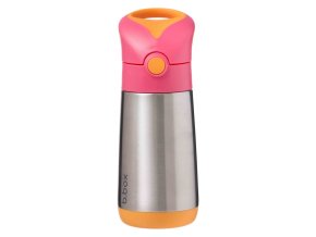 B.box Termoska na pití s brčkem 350 ml - růžová/oranžová