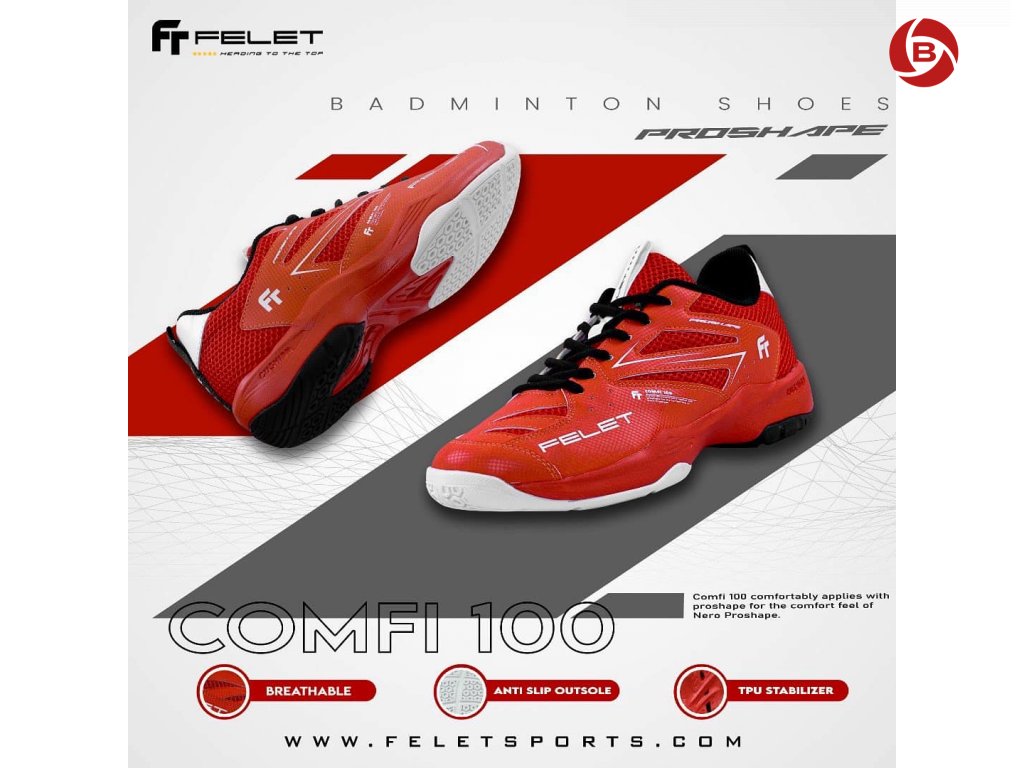 Felet Comfi 100 Red indoor shoes BadShop