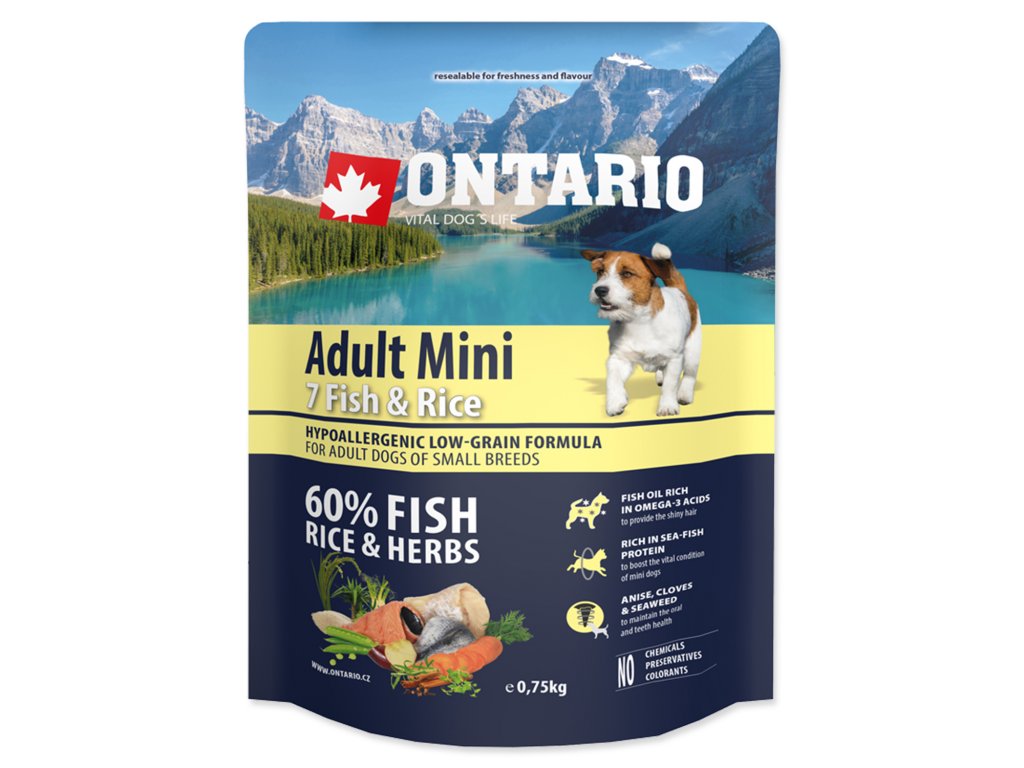 ONTARIO Dog Adult Mini Fish & Rice - 0,75 kg