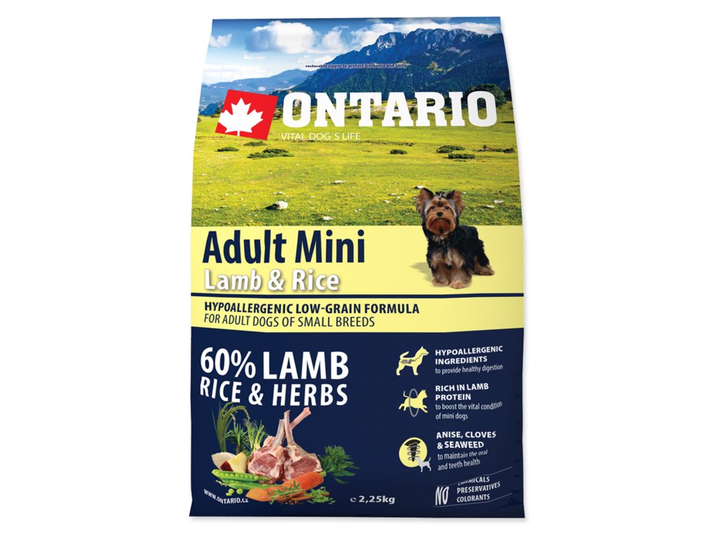 ONTARIO Dog Adult Mini Lamb & Rice - 2,25 kg