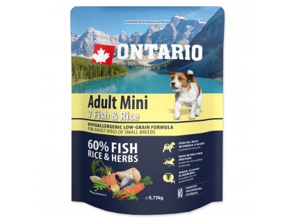 ONTARIO Dog Adult Mini Fish & Rice - 0,75 kg