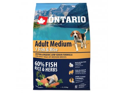 ONTARIO Dog Adult Medium Fish & Rice - 2,25 kg