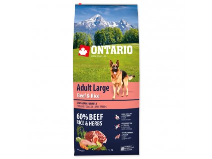 ONTARIO Dog Adult Large Beef & Rice - 12 kg