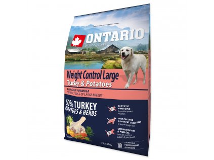 ONTARIO Dog Large Weight Control Turkey & Potatoes & Herbs - 2,25 kg