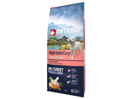 ONTARIO Dog Large Weight Control Turkey & Potatoes & Herbs - 12 kg