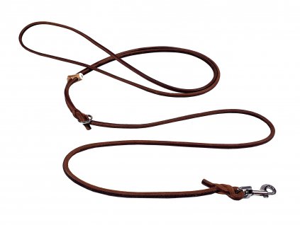 Round leather release leash with hook carabiner