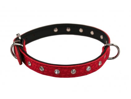 BAFPET Leather collar decorated with rhinestones