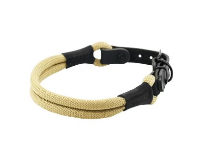 Rope collar with leather AMINELA, black fittings