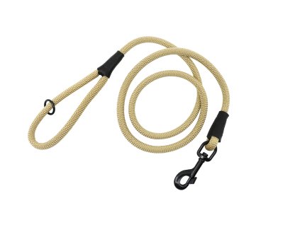 Rope leash with leather AMINELA, black fittings