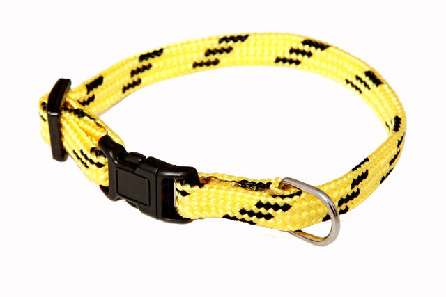 BAFPET Popruhové obojky NYLON, barevno-černé Barva: Žlutá, Rozměr: 10mm x 18-26cm 18105