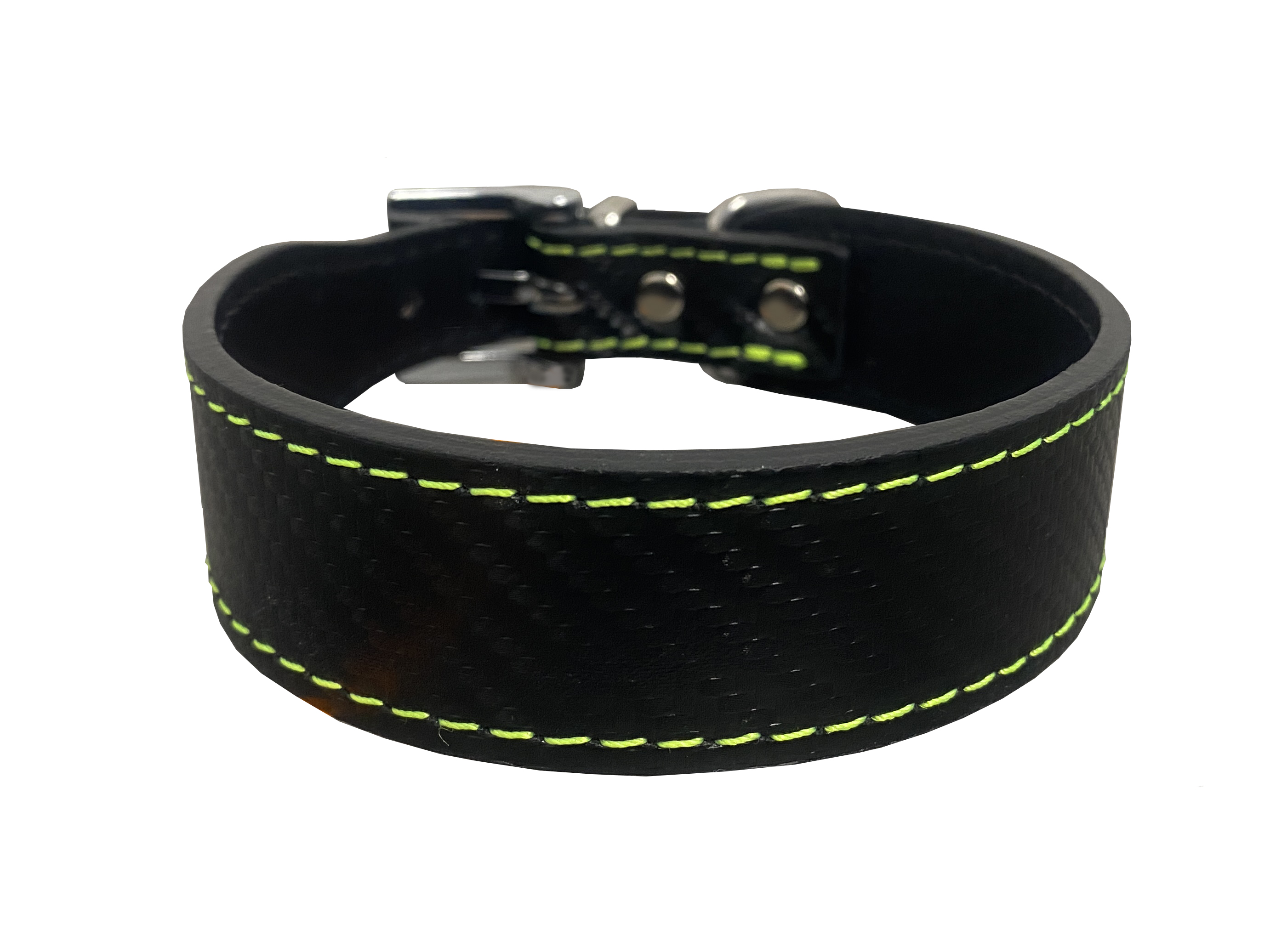 Kožený obojok CARBON, rozšírený Farba: Zelená, Rozmer: 23mm x 30cm /21-26/ 04134