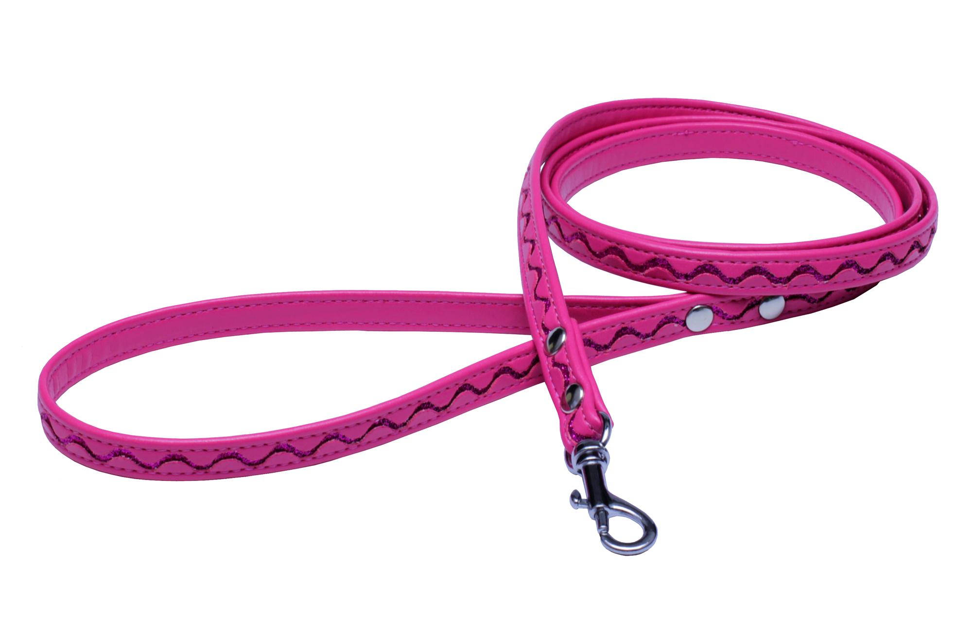 BAFPET Vôdzka zdobená STRIEBORNOU VLNKOU Farba: Ružová, Rozmer: 12mm x 120cm 03220V