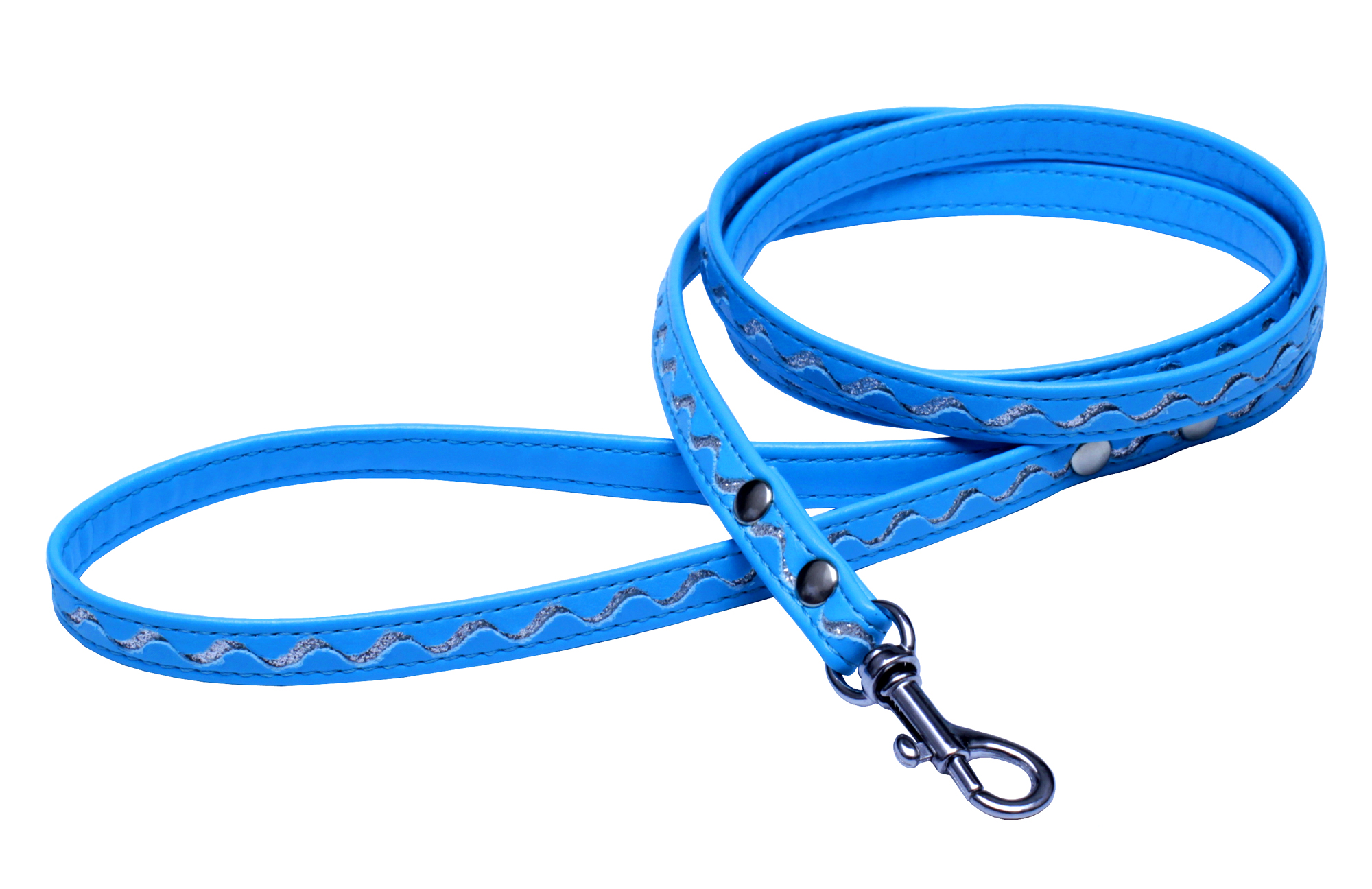 BAFPET Vodítka zdobená STŘÍBRNOU VLNKOU Barva: Černá, Rozměr: 12mm x 120cm 03220V
