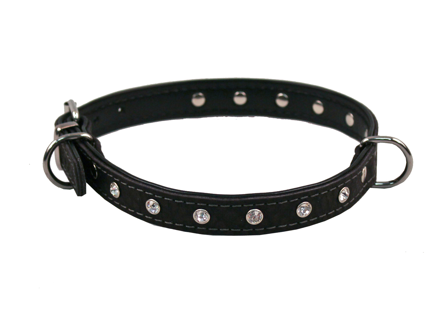 BAFPET Kožený obojek zdobený kamínky Barva: Červená, Rozměr: 14mm x 35cm /27-33/ 03108