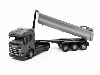 hracka kamion SCANIA R500 Next Gen sivy s vyklapacim návesom 1