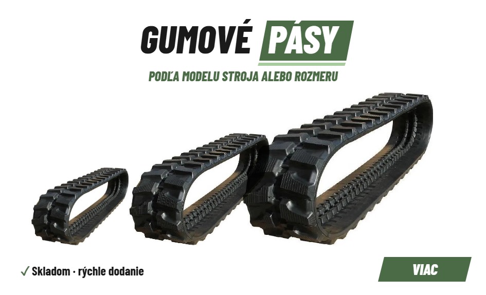 Gumové pásy na minibagre a bagre – vyhľadávanie podľa modelu stroja alebo rozmeru