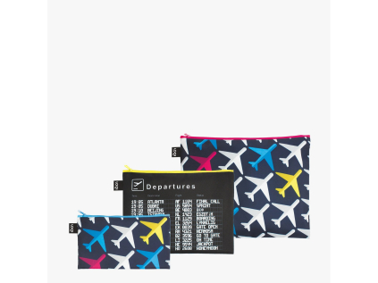 Taštičky na zip 3 ks LOQI AIRPORT Airplanes