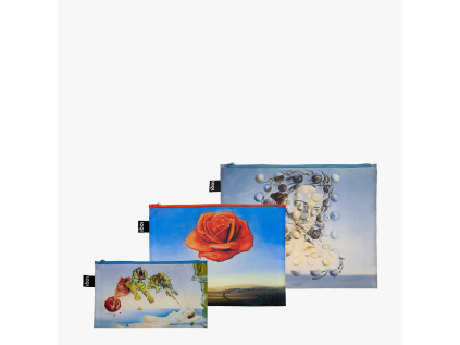 Taštičky na zip 3 ks LOQI SALVADOR DALI Flight of a Bee, Meditative Rose, Spheres