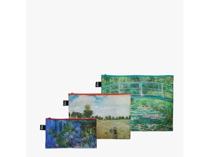Taštičky na zip 3 ks LOQI CLAUDE MONET The Japanese Footbridge, Wild Poppies near Argenteu