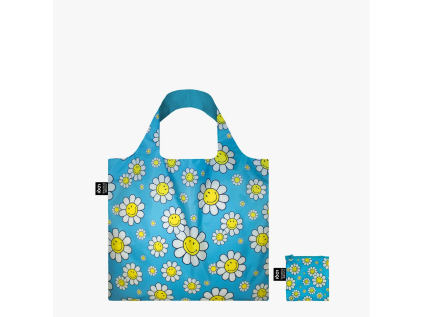 Skládací nákupní taška LOQI SMILEY Flowers Aquarius Small