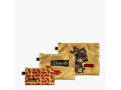 Taštičky na zip 3ks LOQI TRAVEL COLLECTION Germany Metallic Gold
