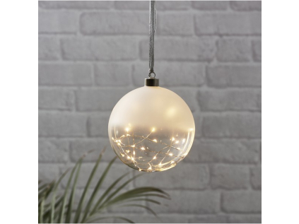 Skleněná LED světelná dekorace průměr 15 cm Star Trading Glow - polomatná